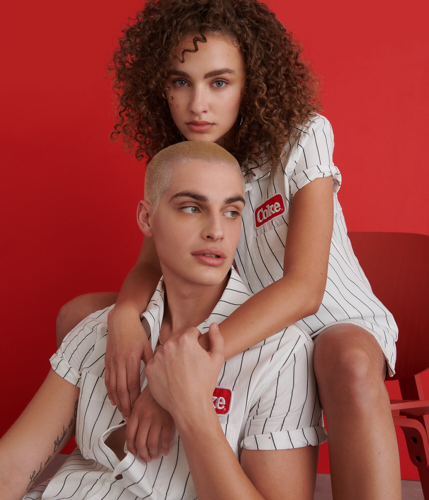 Coca-Cola&reg; by A&eacute;ropostale Coke Logo Striped Button-Down Shirt