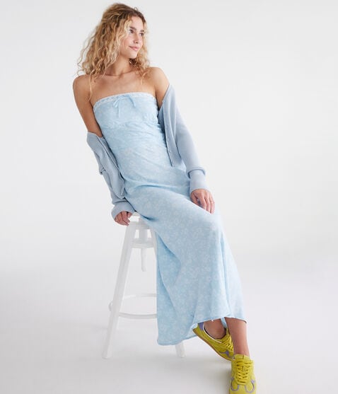 Floral Strapless Slip Midi Dress Floral Strapless Slip Midi Dress
