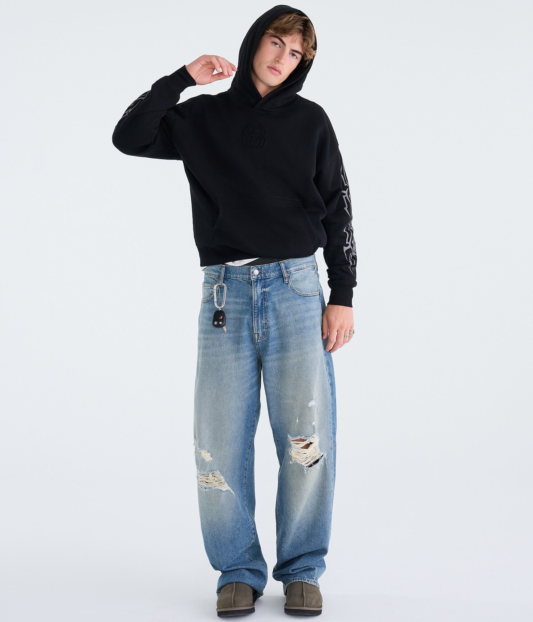 Marvel | A&eacute;ropostale Spider-Man Embossed Spider Boxy Pullover Hoodie