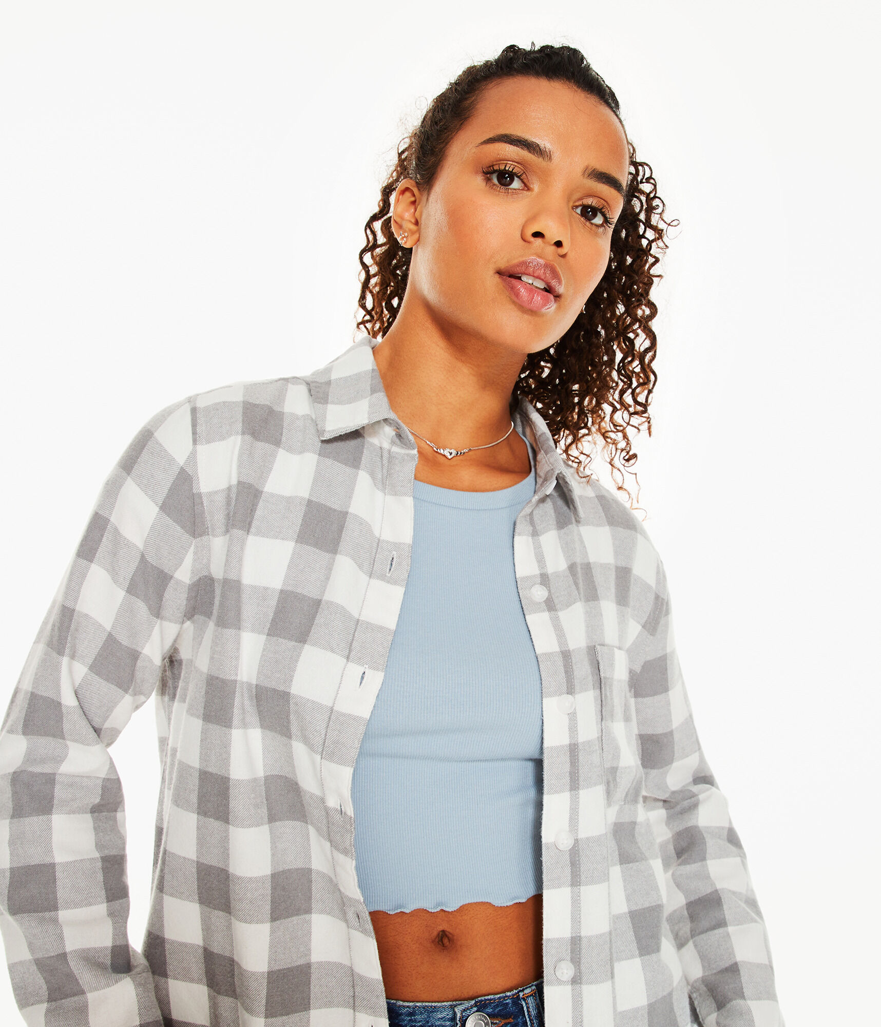 Long Sleeve Oversized Plaid Flannel Button-Down Shirt
