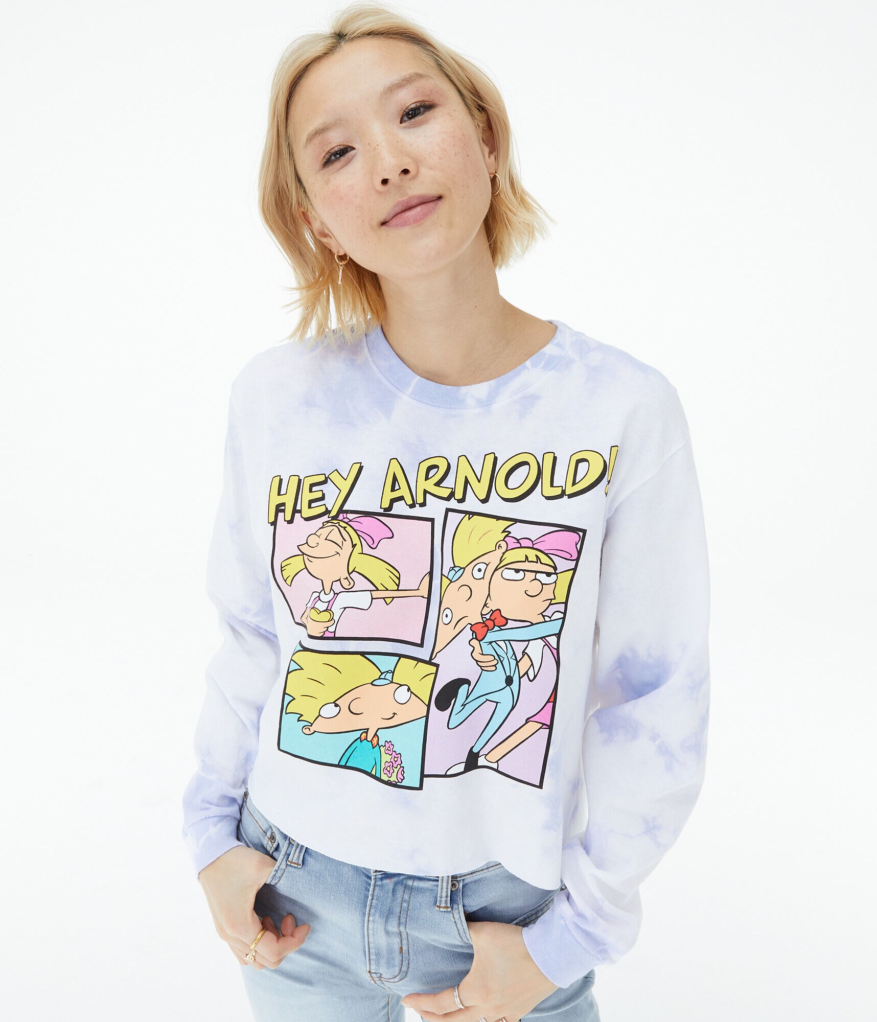 Long Sleeve Hey Arnold Tie-Dye Graphic Tee