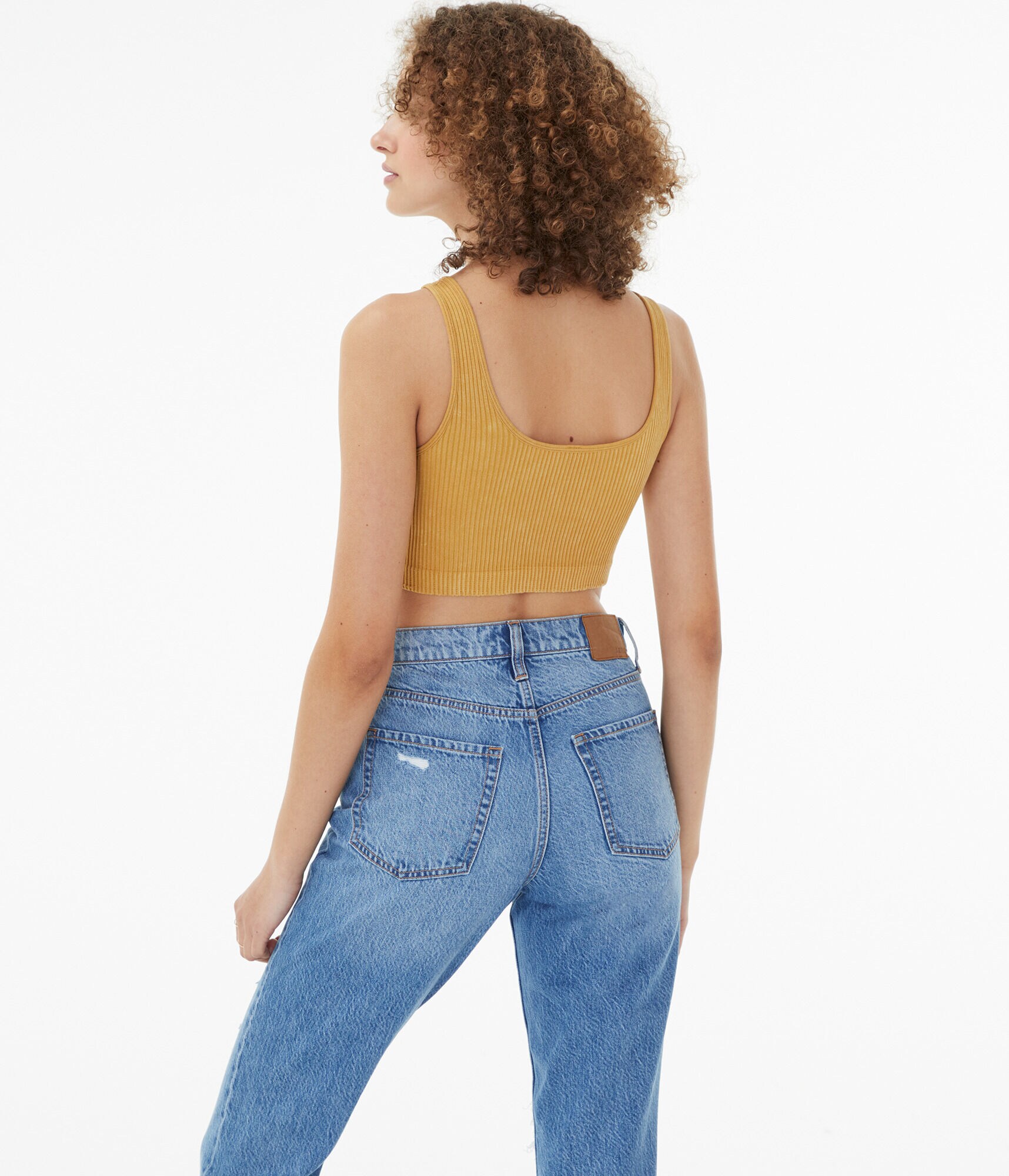 Acid Wash Seamless SquareNeck Cropped Tank