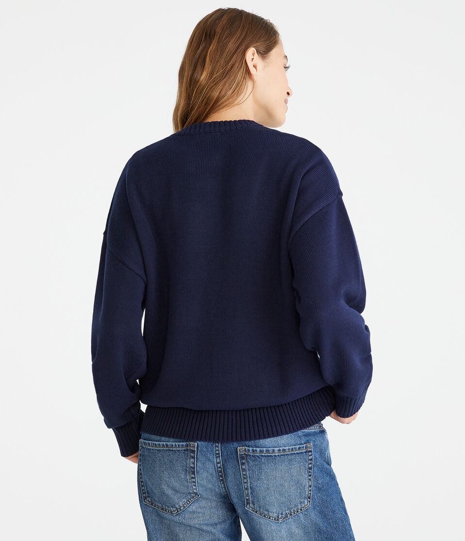 American Flag Oversized Crew Sweater