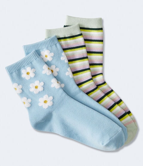 Stripes & Daisies Crew Sock 2-Pack Stripes & Daisies Crew Sock 2-Pack