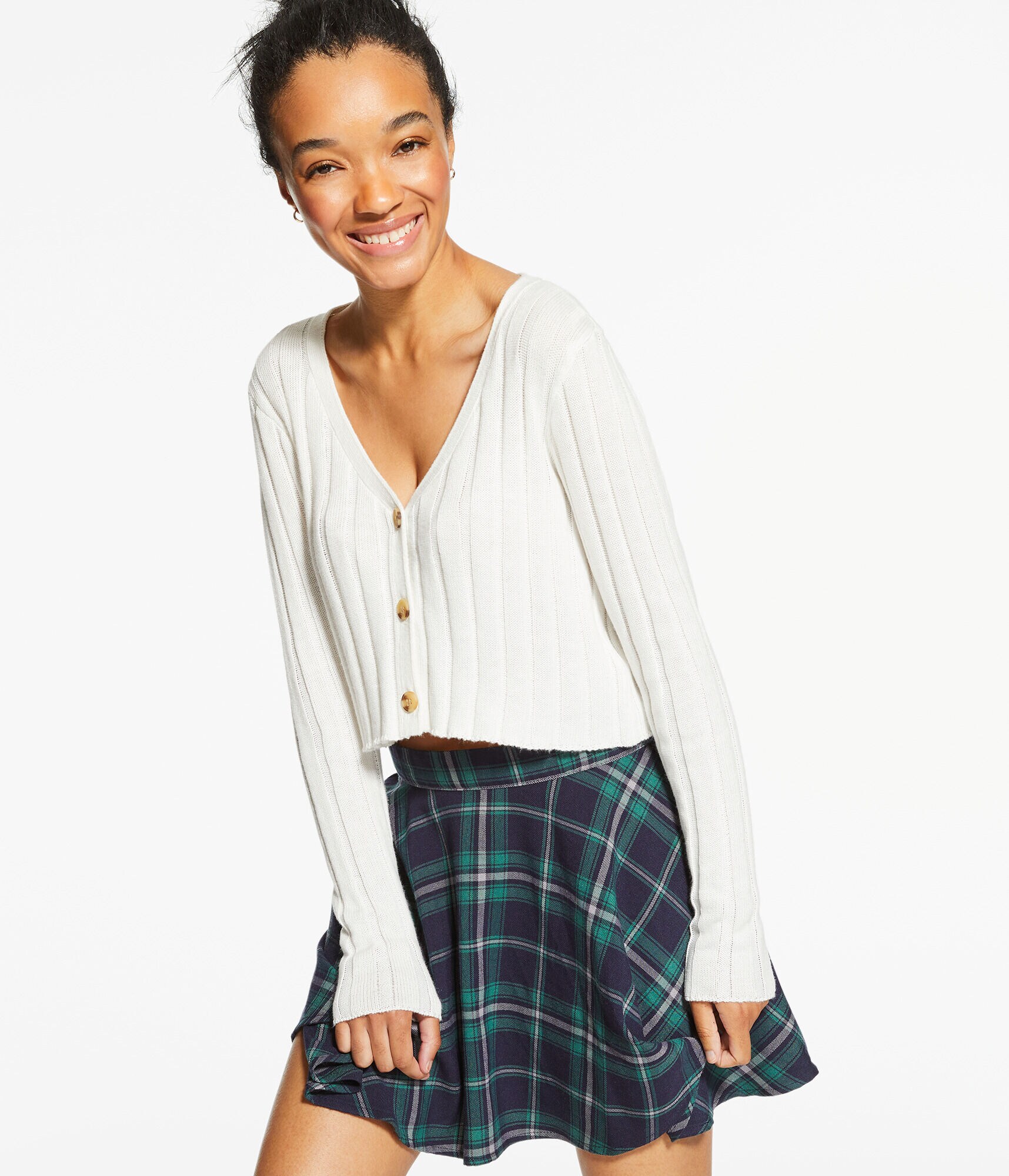 Ribbed V-Neck Cardigan