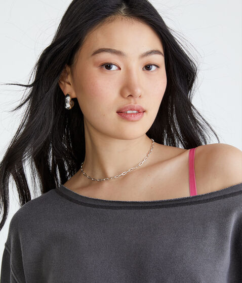 Washed Off-The-Shoulder Sweatshirt Washed Off-The-Shoulder Sweatshirt