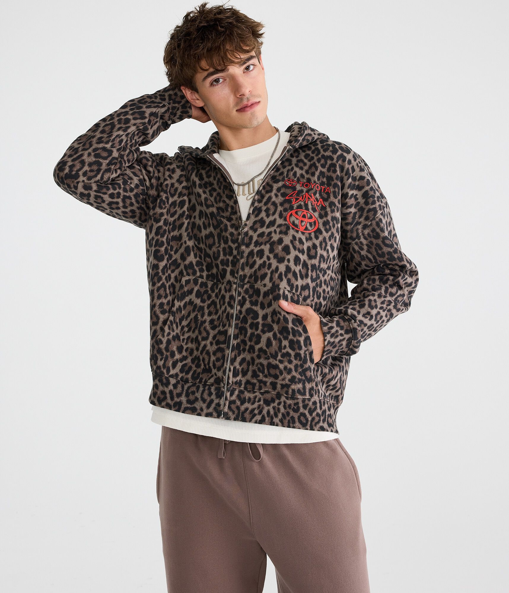 Toyota Supra Leopard Print Boxy Full-Zip Hoodie