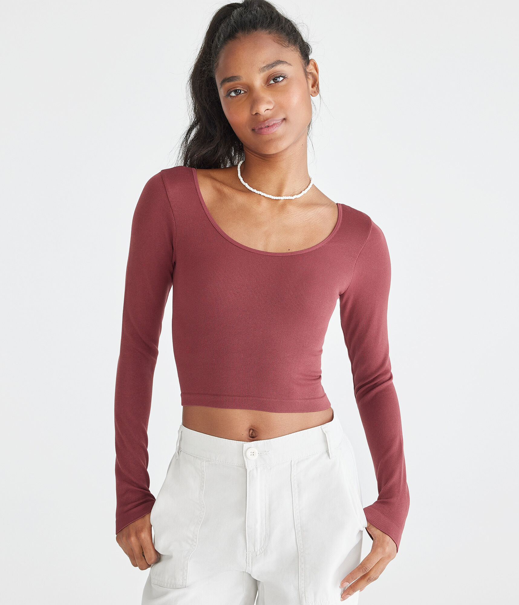 Long Sleeve Seamless Wear 3 Ways Crop Top