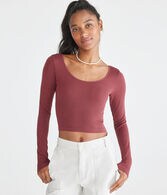 Long Sleeve Seamless Wear 3 Ways Crop Top
