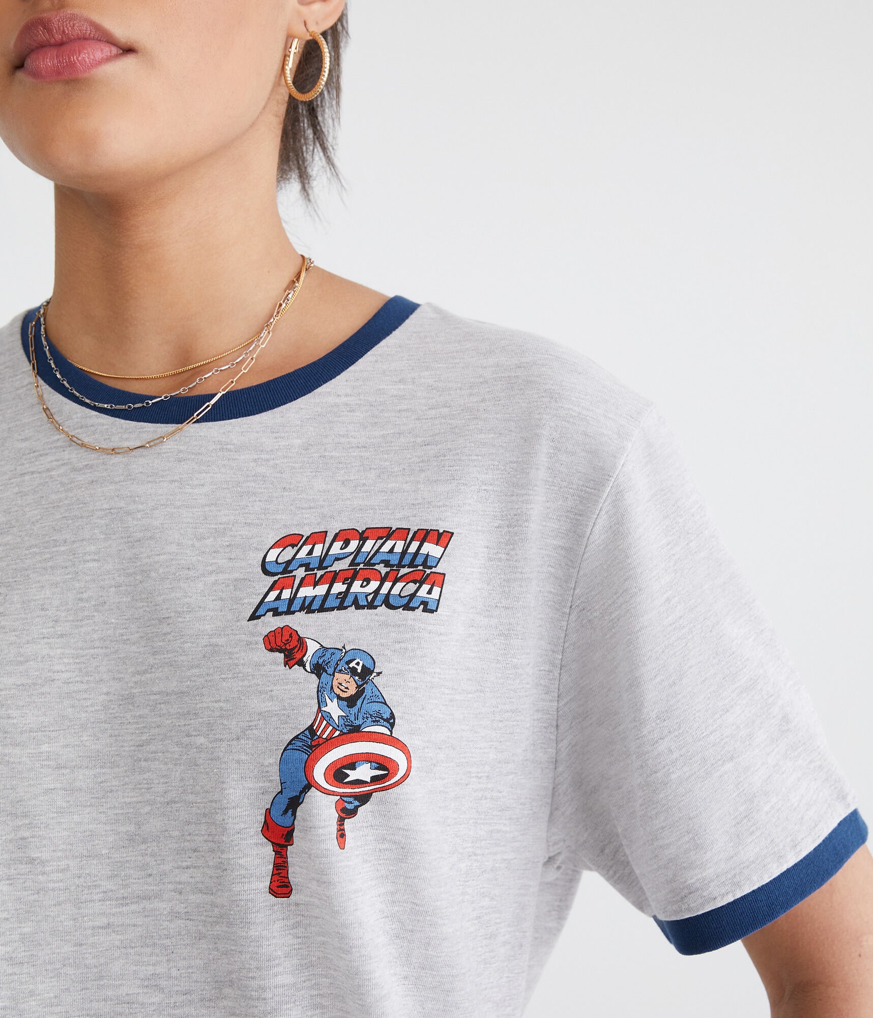 Marvel | Aero Captain America Relaxed Ringer Graphic Tee