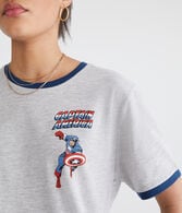Marvel | Aero Captain America Relaxed Ringer Graphic Tee