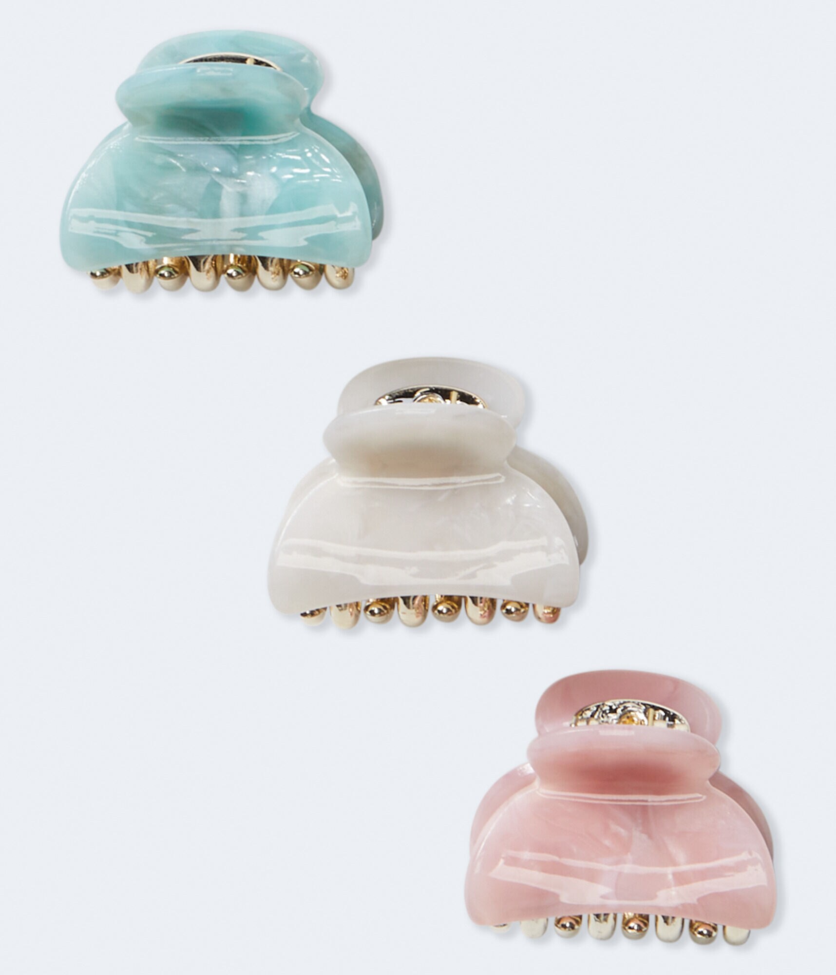 Small Marbled Claw Hair Clip 3-Pack