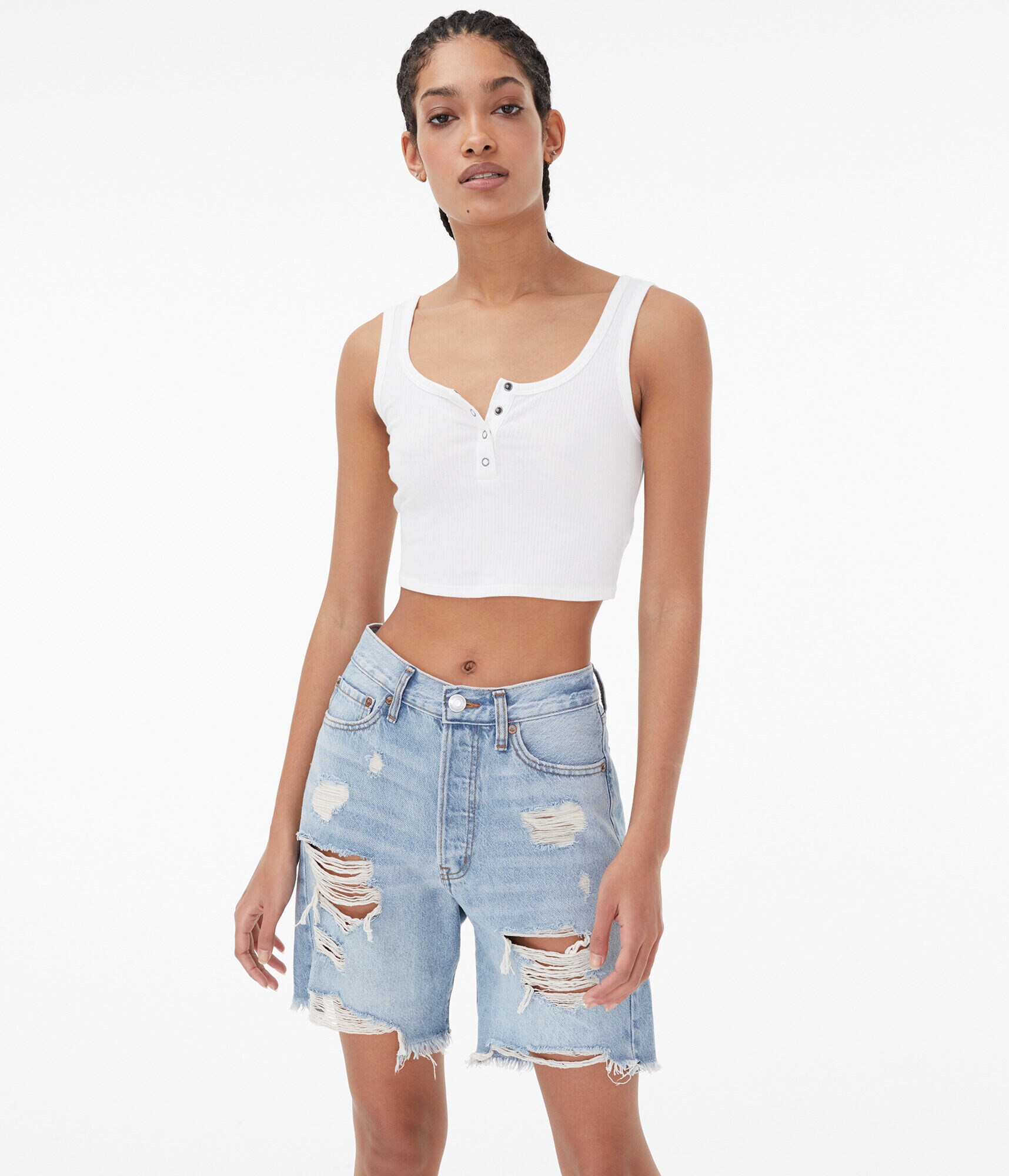 Cropped Henley Tank