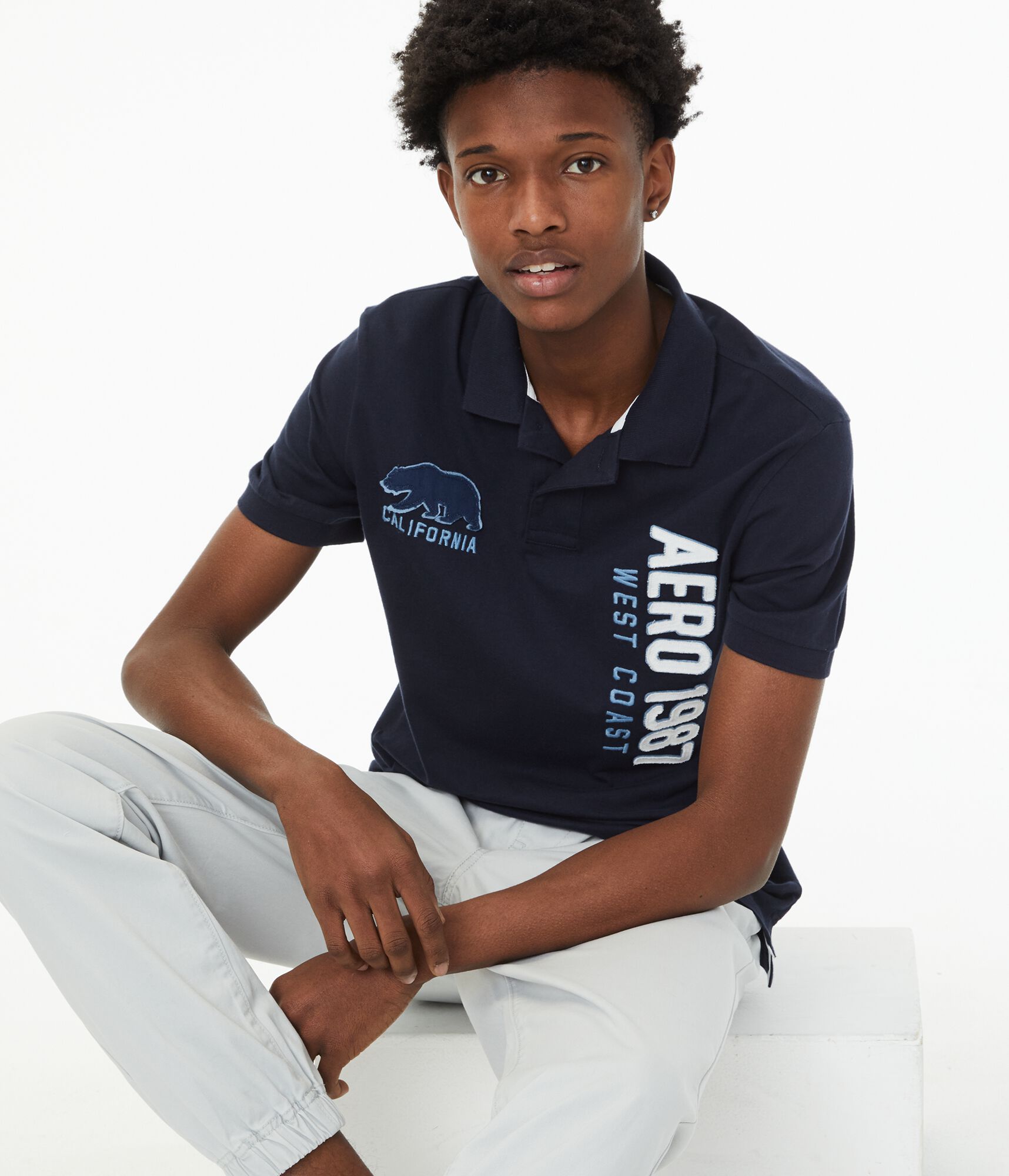 Vertical Aero Bear Graphic Jersey Polo