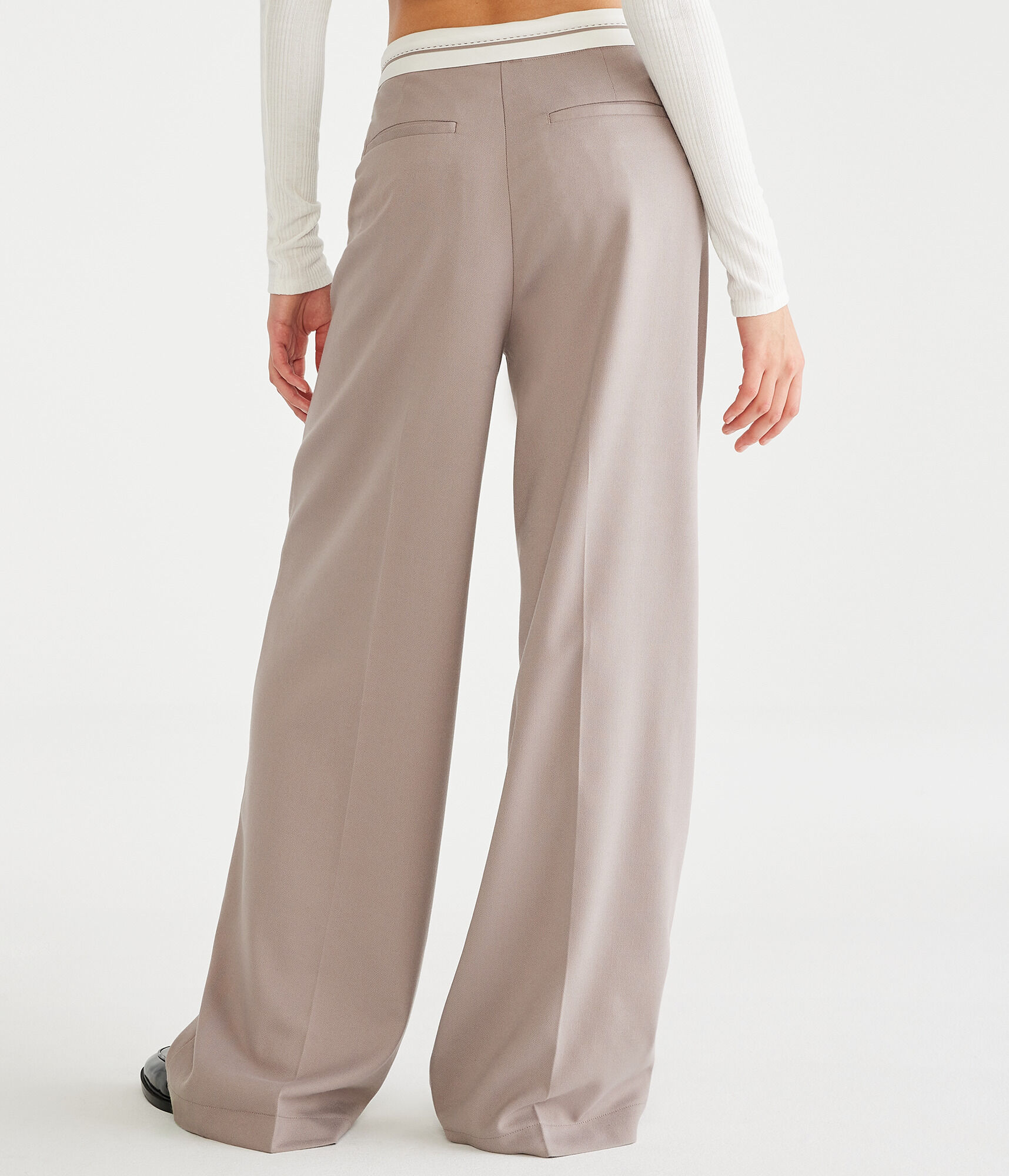 Preppy High-Rise Wide Leg Trousers