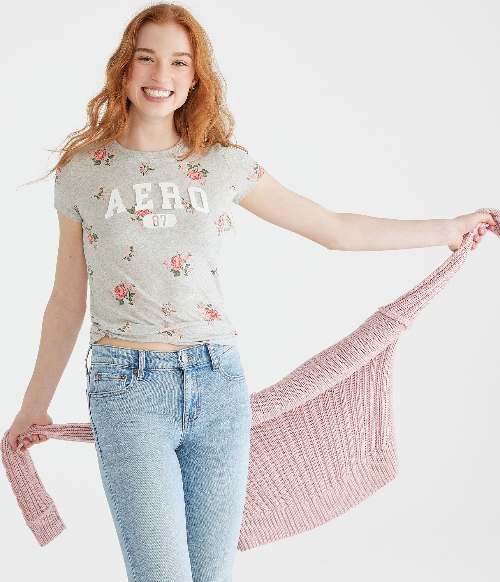 Aero Allover Floral Appliqu&eacute; Graphic Tee