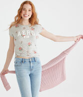 Aero Allover Floral Appliqué Graphic Tee