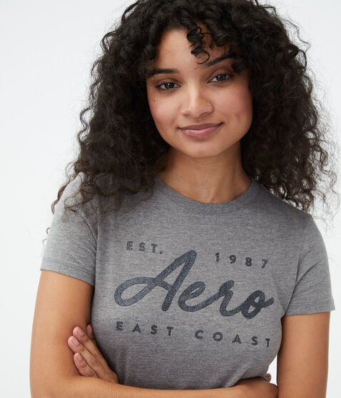 Aero East Coast Glitter Graphic Tee Aero East Coast Glitter Graphic Tee