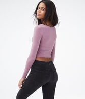 Long Sleeve Seamed Cup Bodycon Crop Top