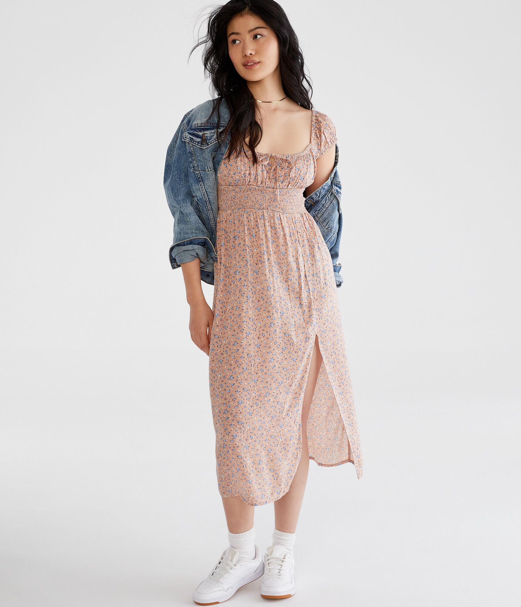 Floral Square-Neck Midi Dress