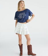 Number 87 Off-The-Shoulder Cropped Boyfriend Graphic Tee