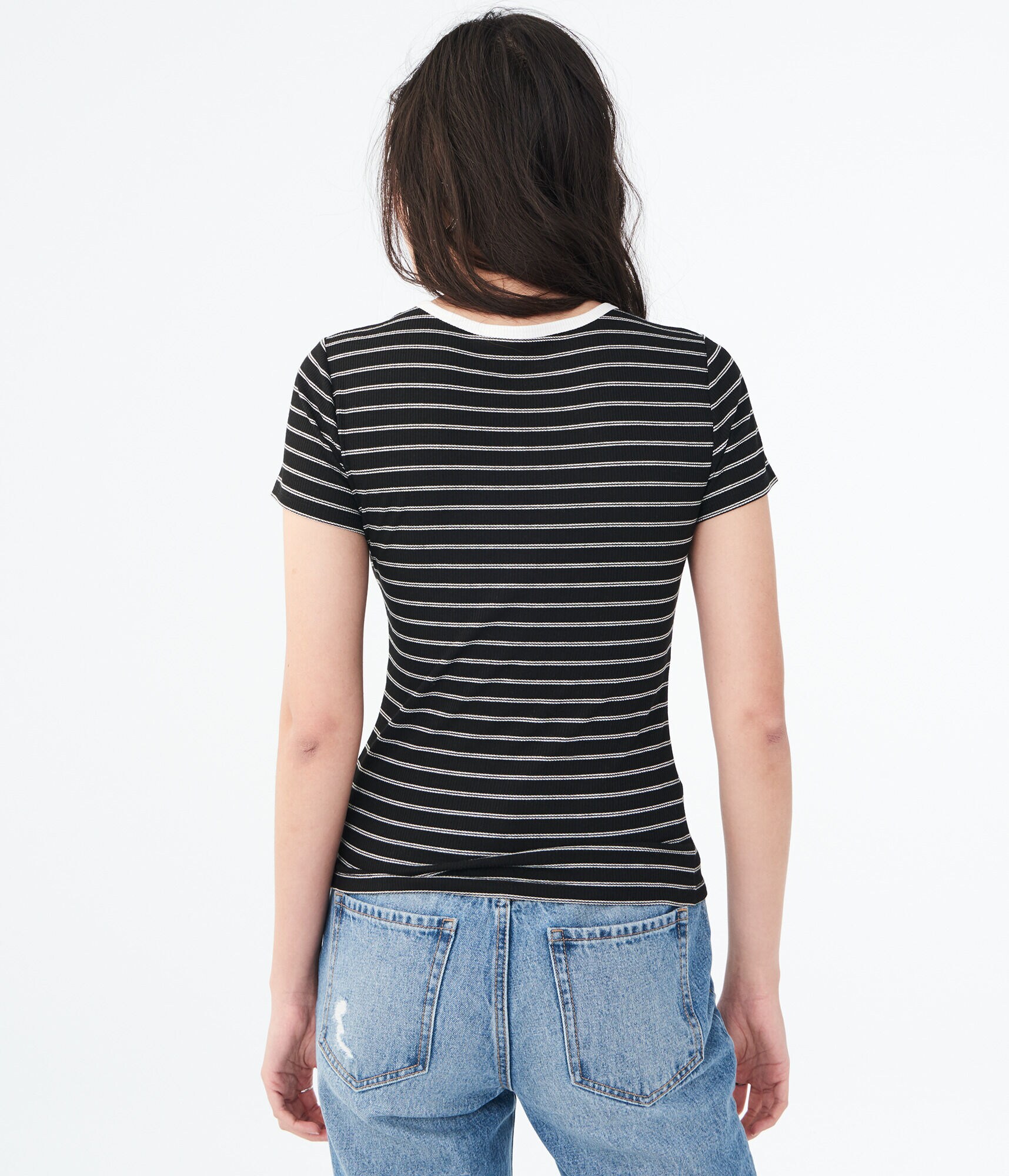 Striped Faux Wrap Tee