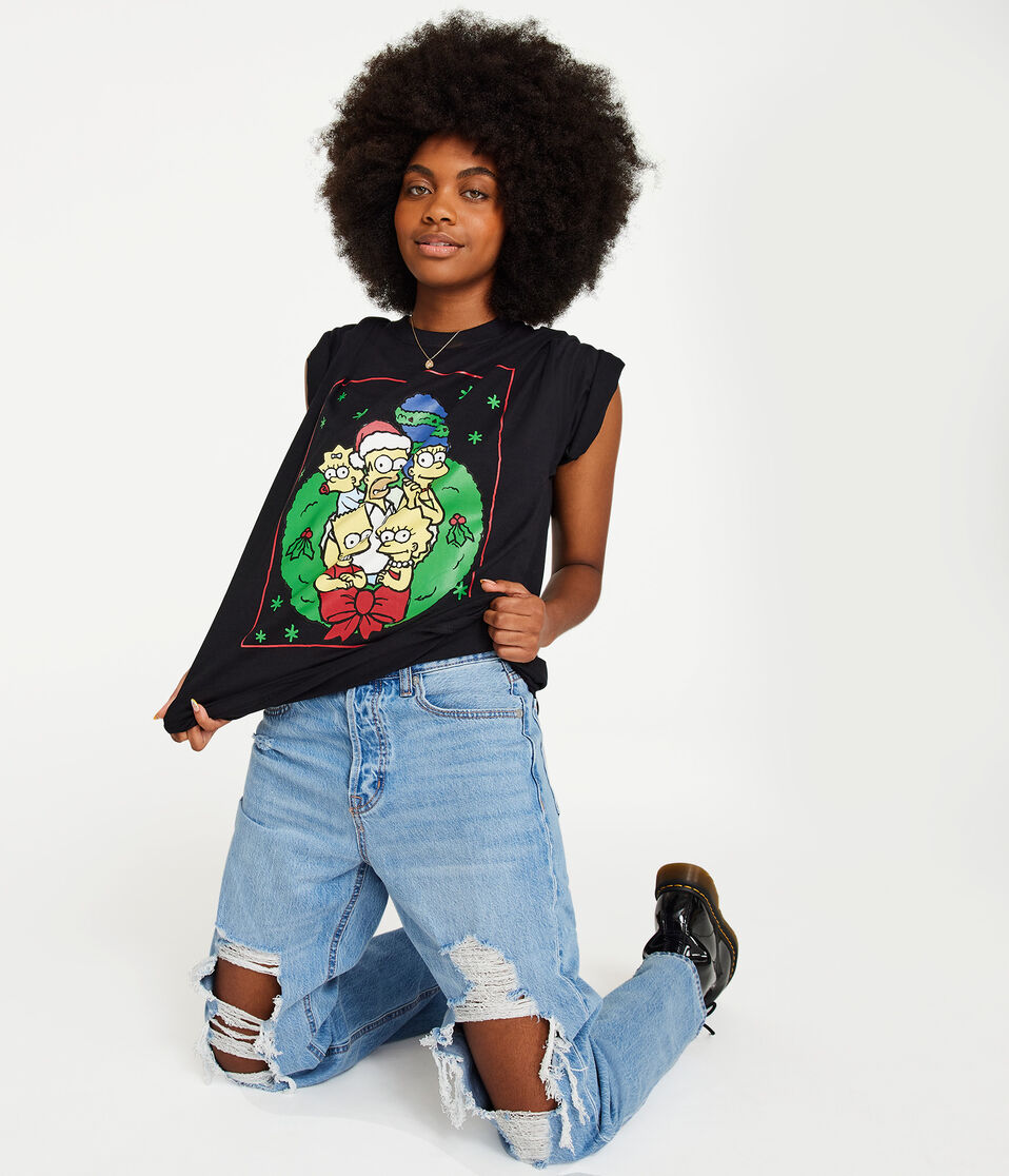 The Simpsons Holiday Wreath Boyfriend Graphic Tee