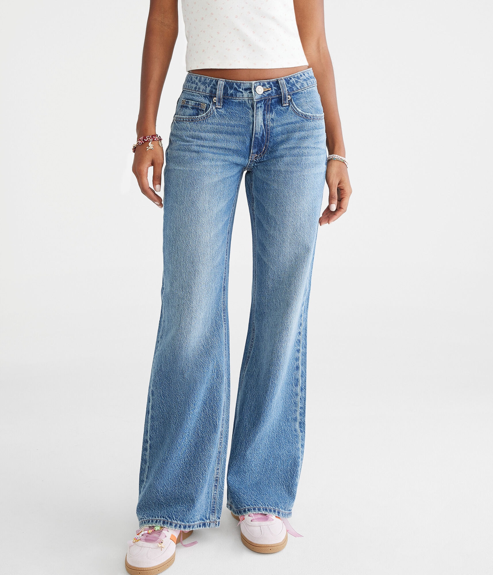 【PORTERNA】Frang Wide Flared Jeans FRAME Women's Easy Wide Flare Jeans, Lucite, Blue, 29 at