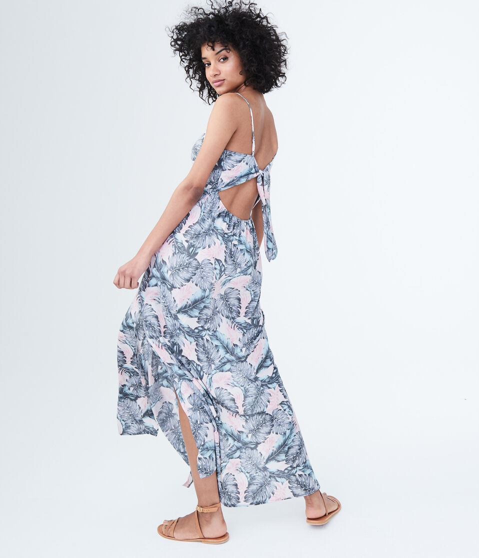 Floral Tie-Back Maxi Dress