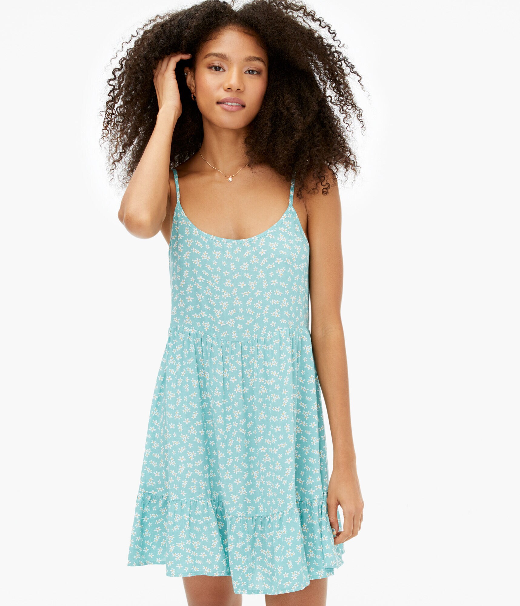 Floral Scoop-Neck Open-Back Slip Dress