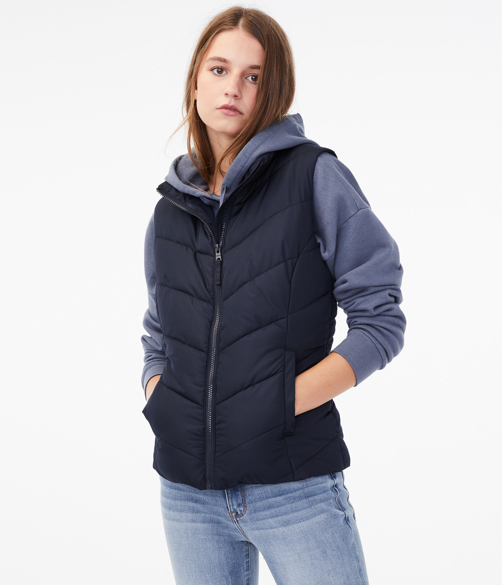 Chevron Quilted Puffer Vest
