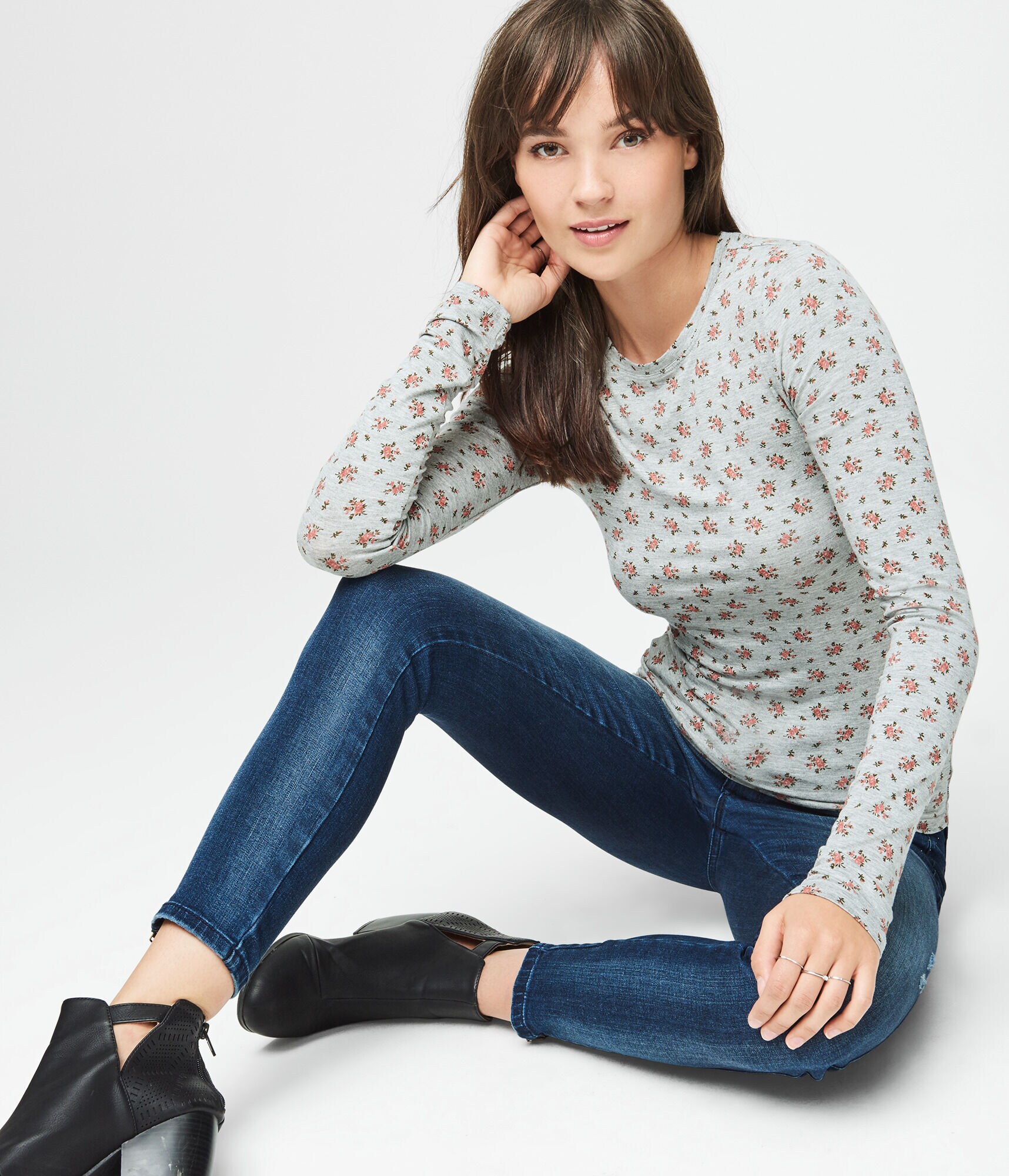 Long Sleeve Ditsy Floral Layering Tee