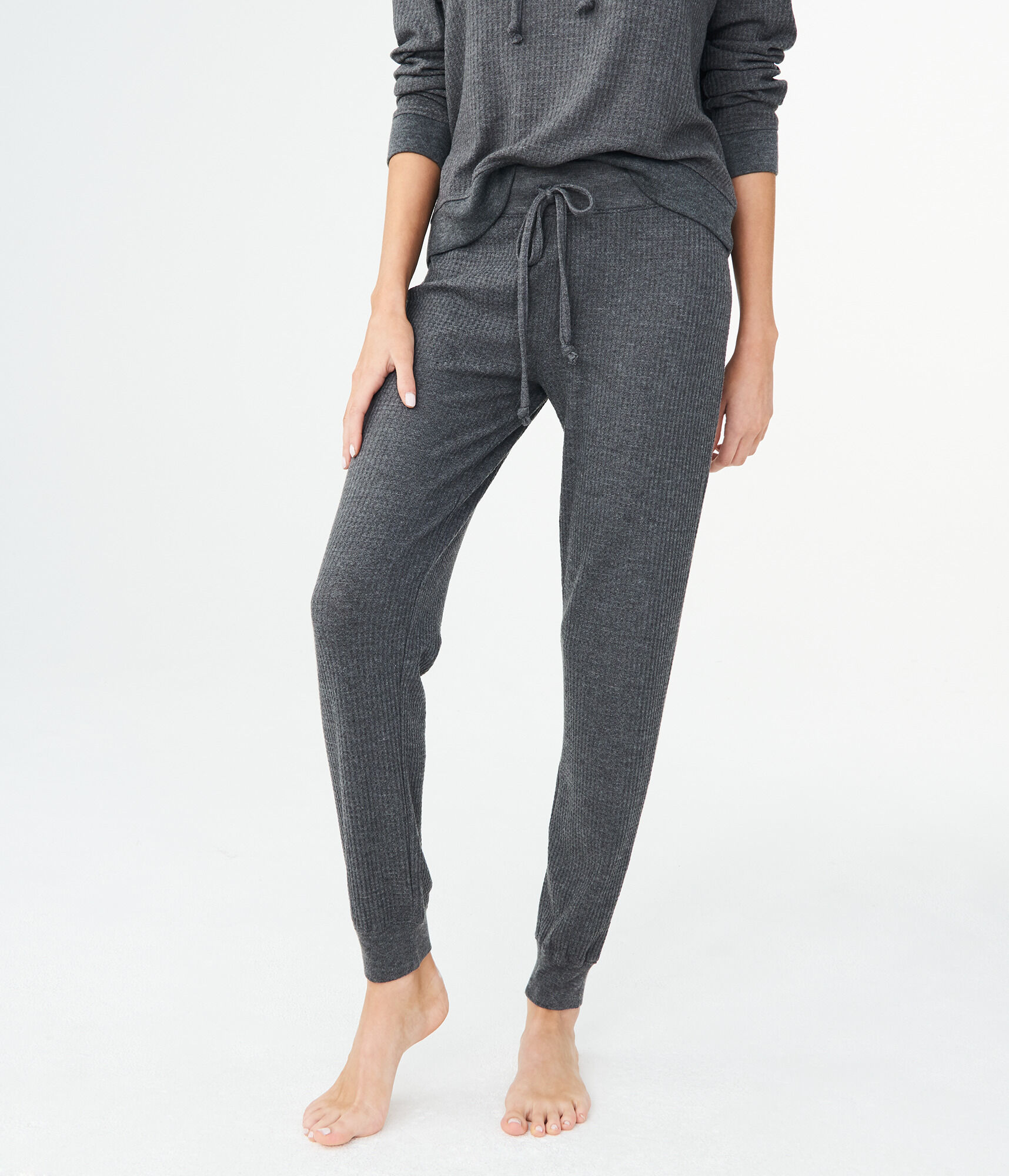 Solid Waffle-Knit Joggers