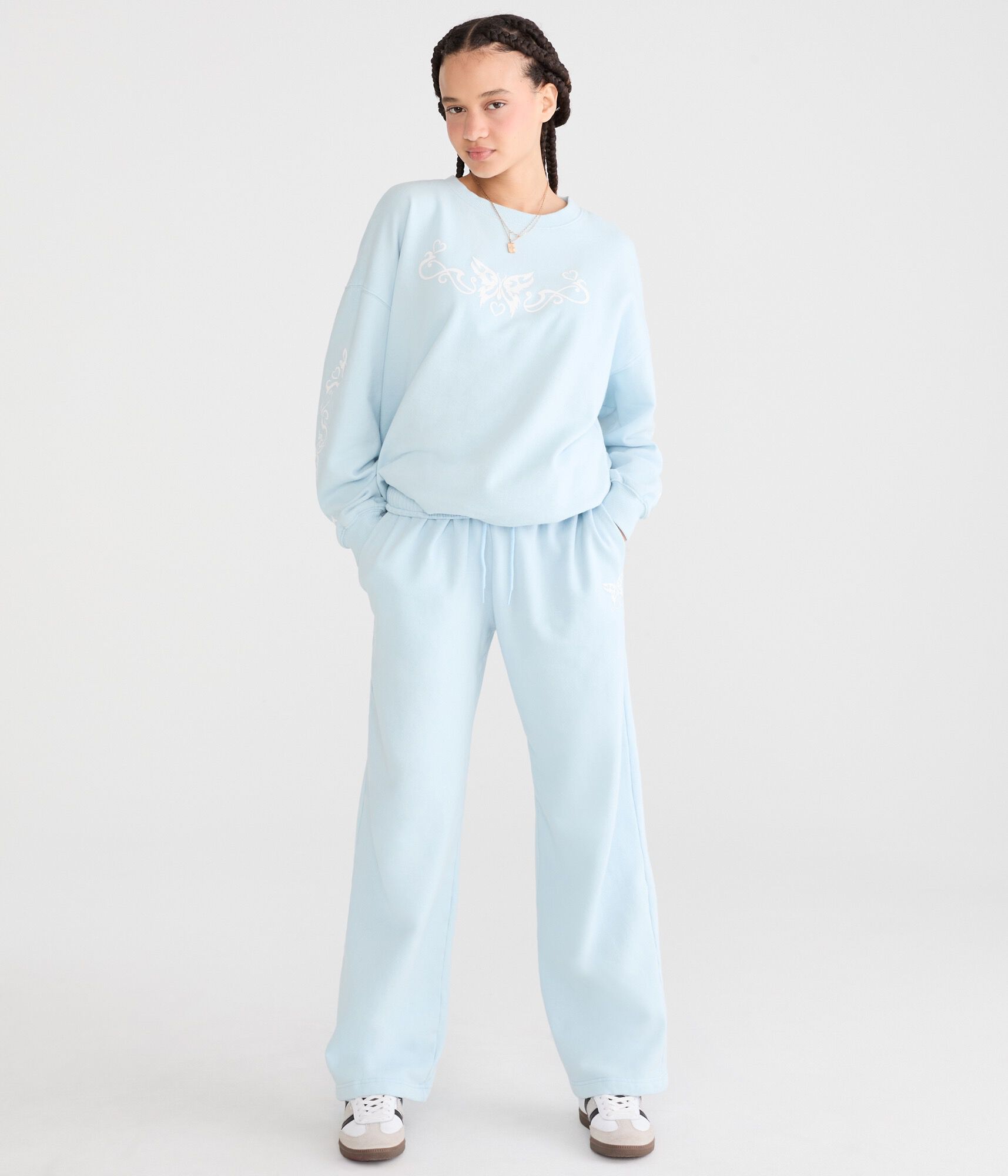 Cloud Soft Tribal Butterfly High-Waisted Straight Leg Sweatpants