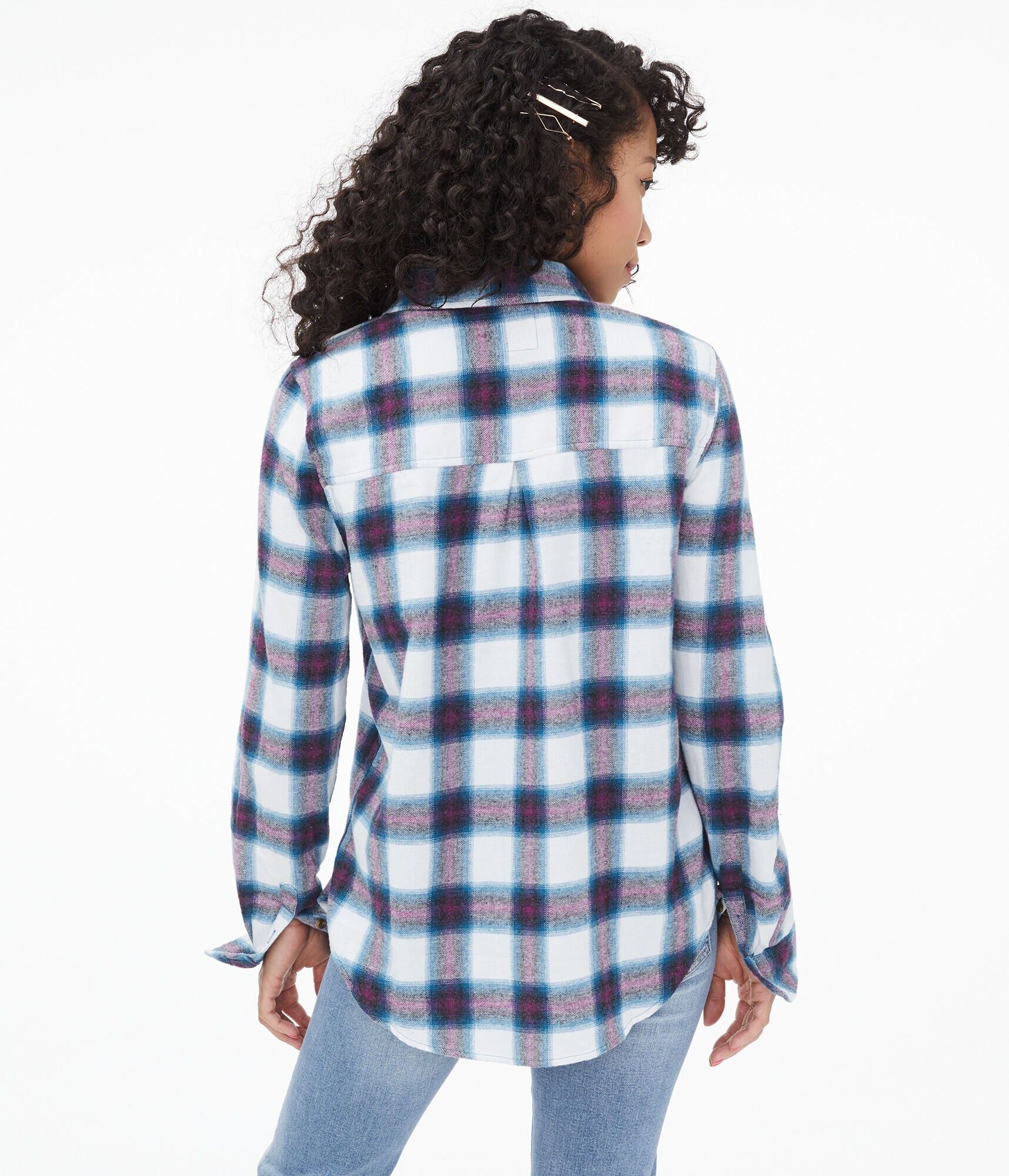 Long Sleeve Plaid Button-Down Shirt