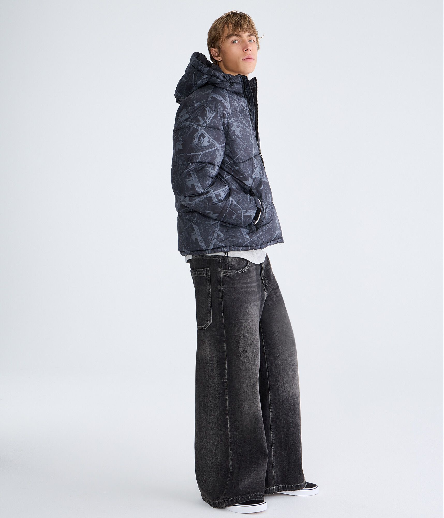 Forest Camo Hooded Heavyweight Puffer Jacket