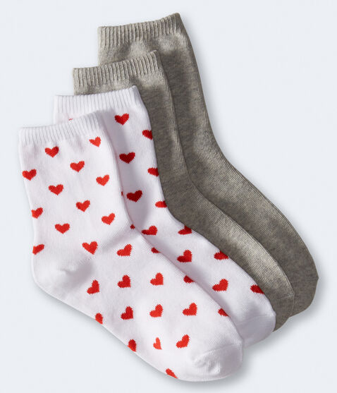 Hearts & Heathered Crew Sock 2-Pack Hearts & Heathered Crew Sock 2-Pack