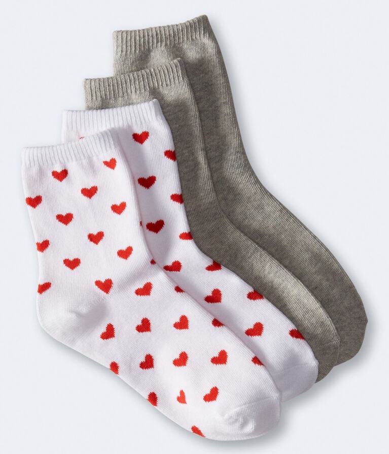 Hearts & Heathered Crew Sock 2-Pack