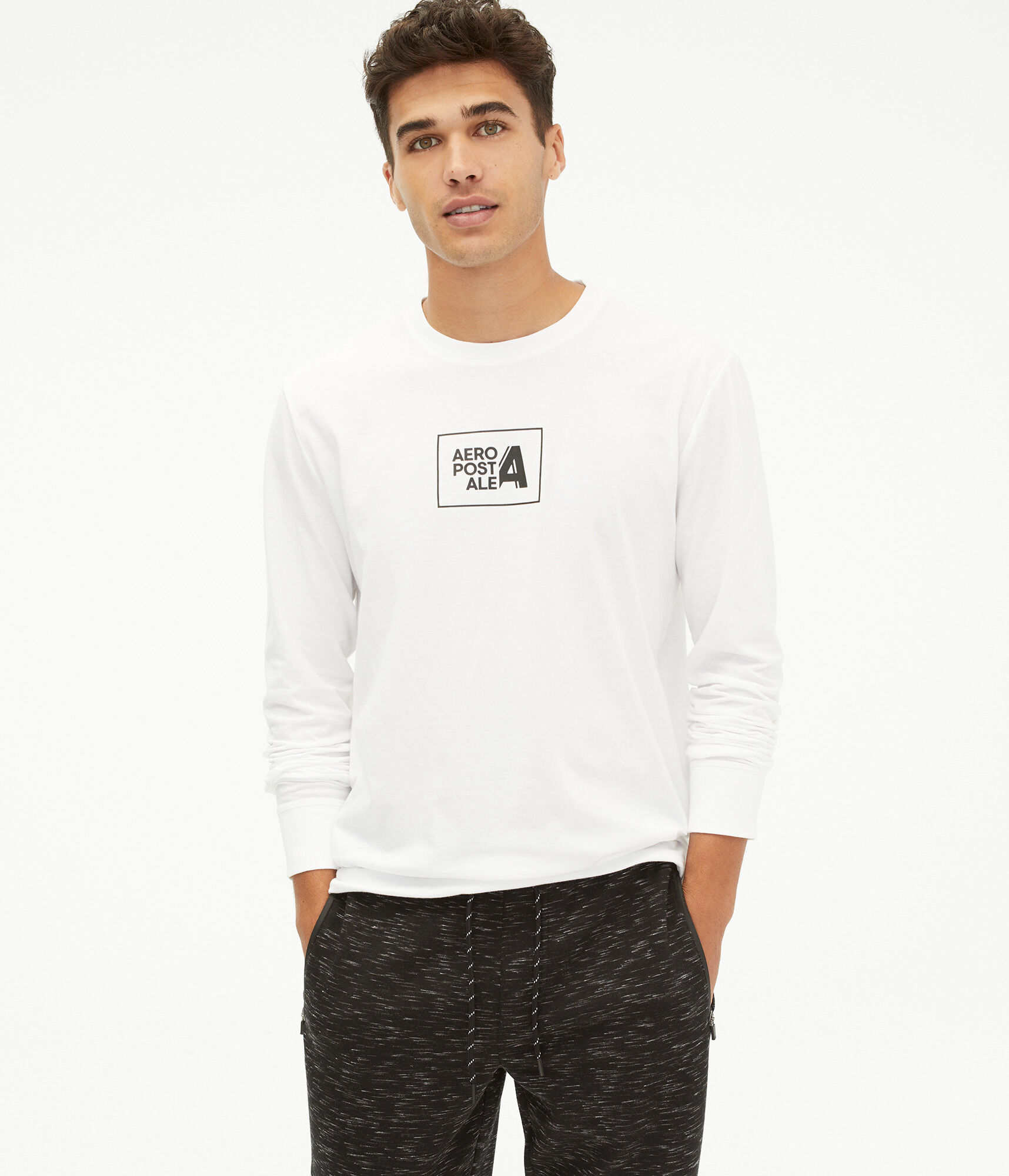 Long Sleeve Aeropostale Box Logo Graphic Tee
