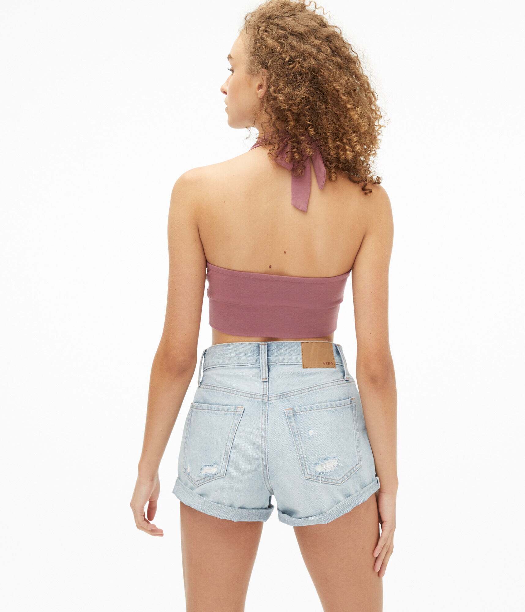 Seriously Soft V-Neck Halter Crop Top***