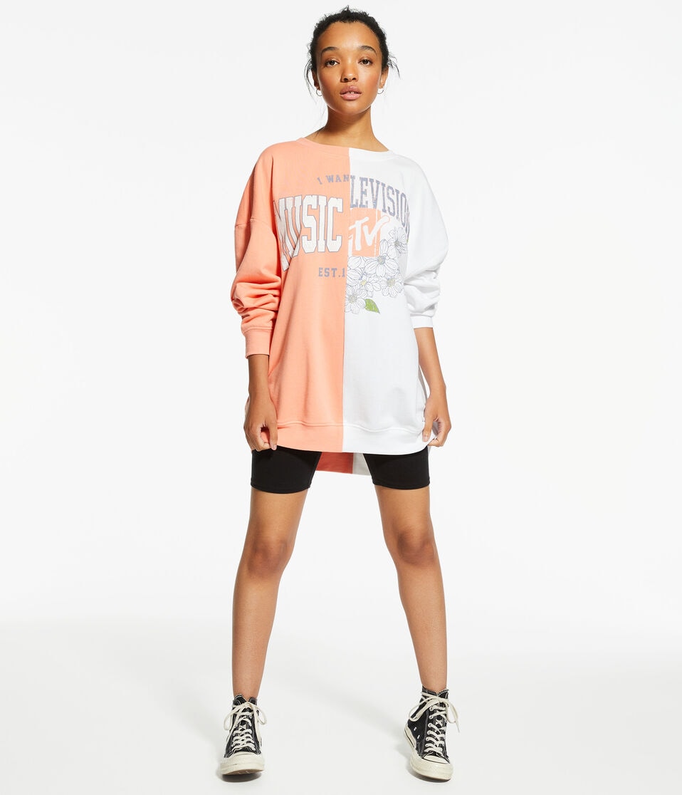 MTV Spliced Oversized Crew Sweatshirt