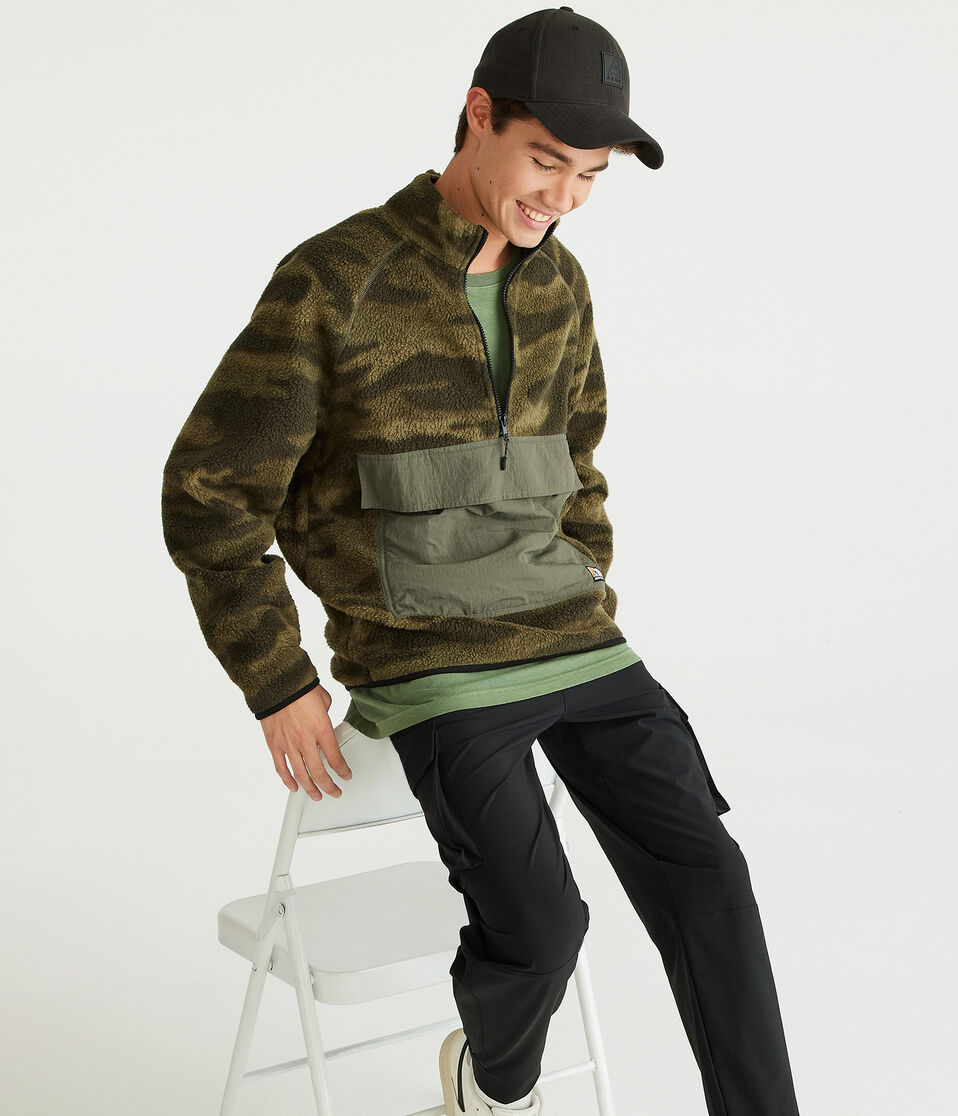 Camo Mixed Media Quarter-Zip Fleece Pullover