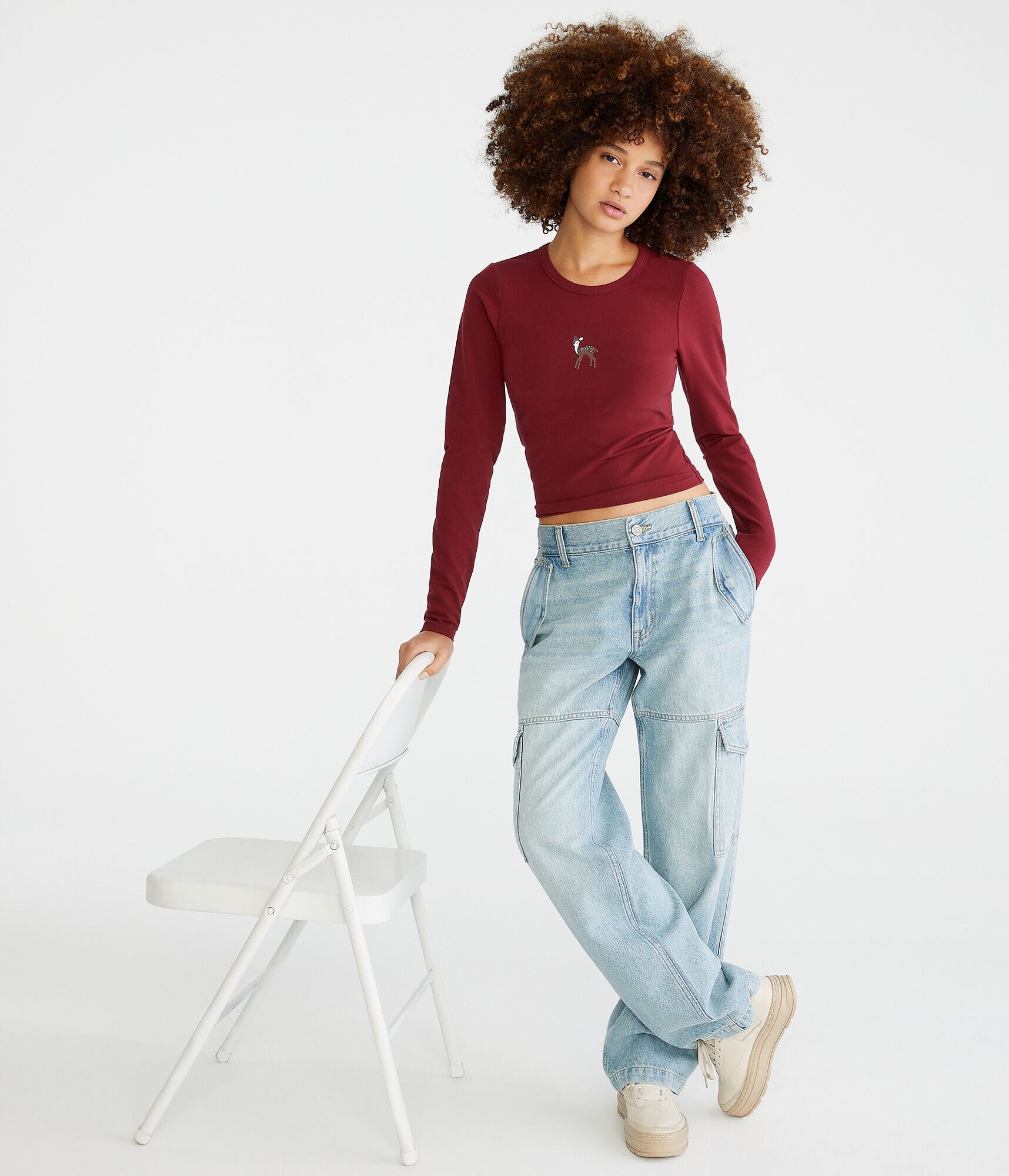 Long Sleeve Deer Graphic Baby Tee