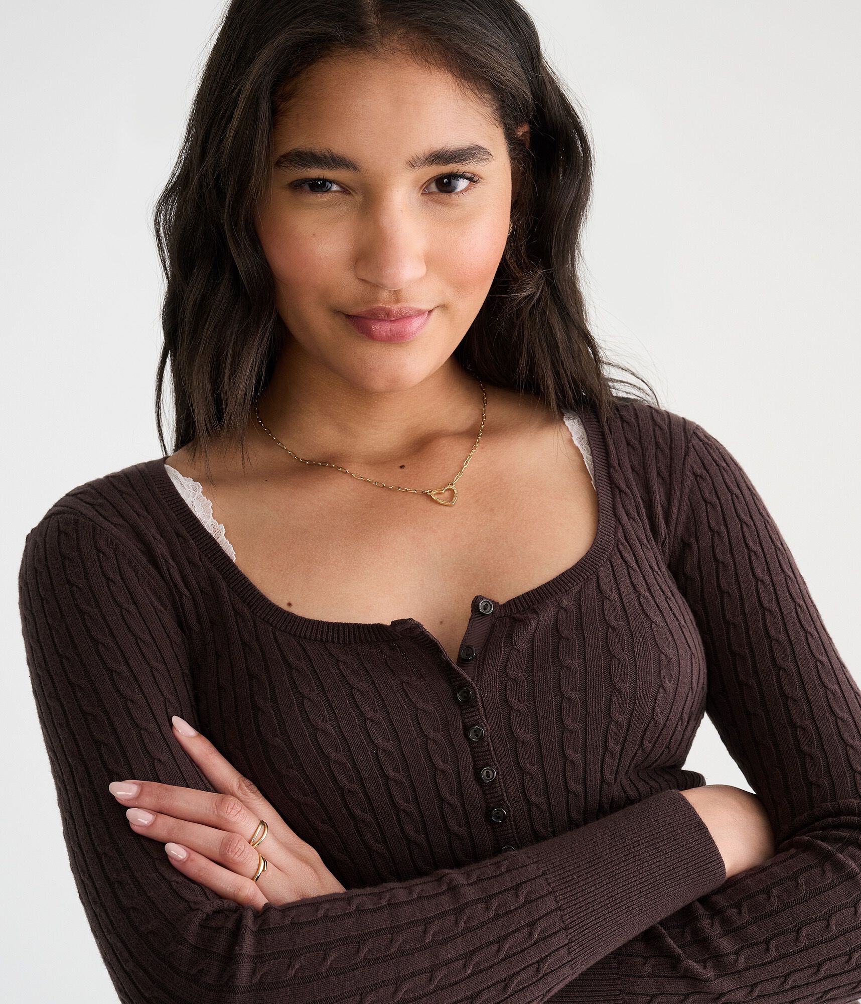 D&eacute;j&agrave; For Aero Long Sleeve Cable Henley