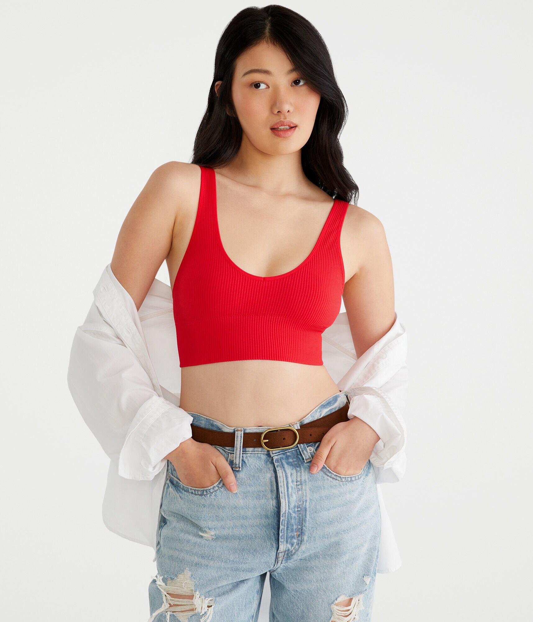 Ribbed Seamless Long-Line Bralette