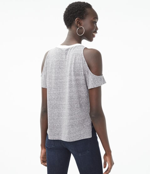 Ringer Cold-Shoulder Crew Tee