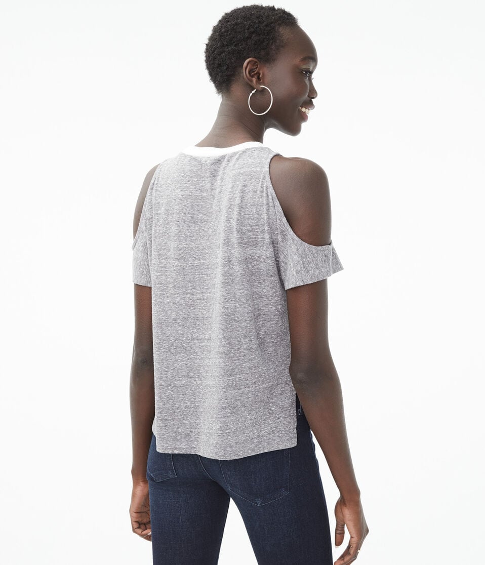 Ringer Cold-Shoulder Crew Tee