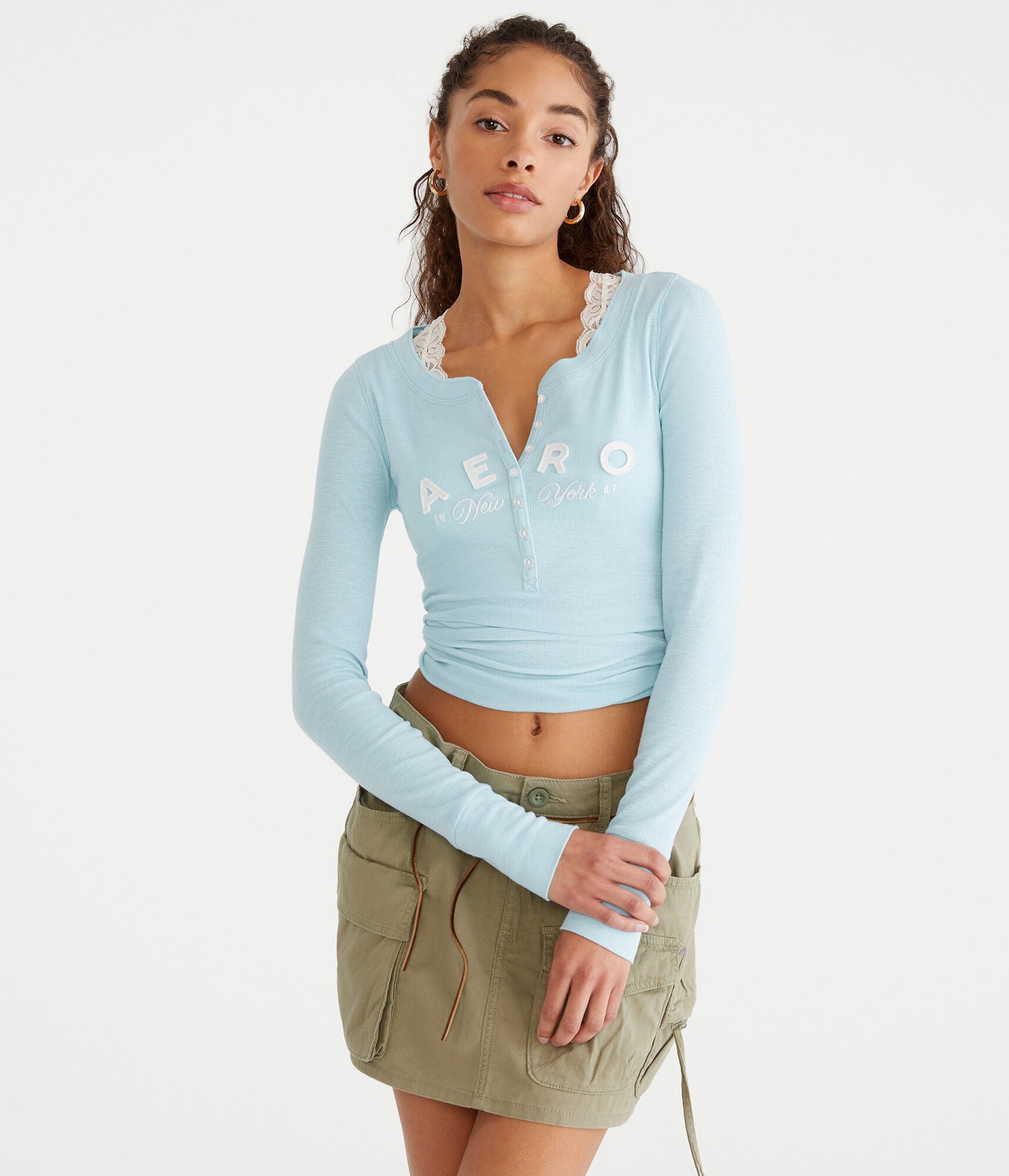 Long Sleeve Aero New York Graphic Henley