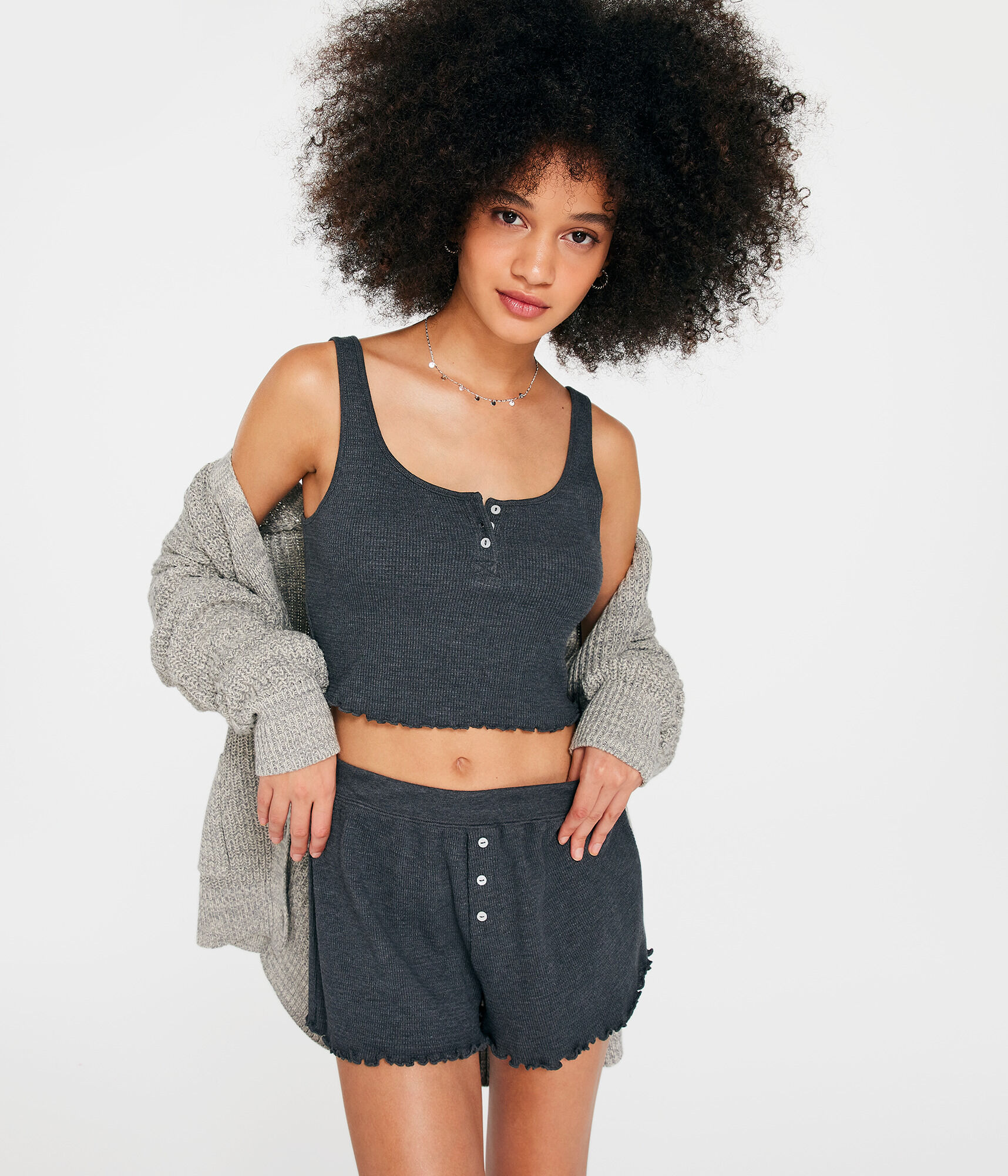 Waffle-Knit Sleep Shorts