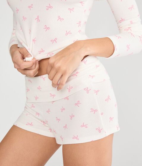 Floral Fold-Over Knit Sleep Shorts
